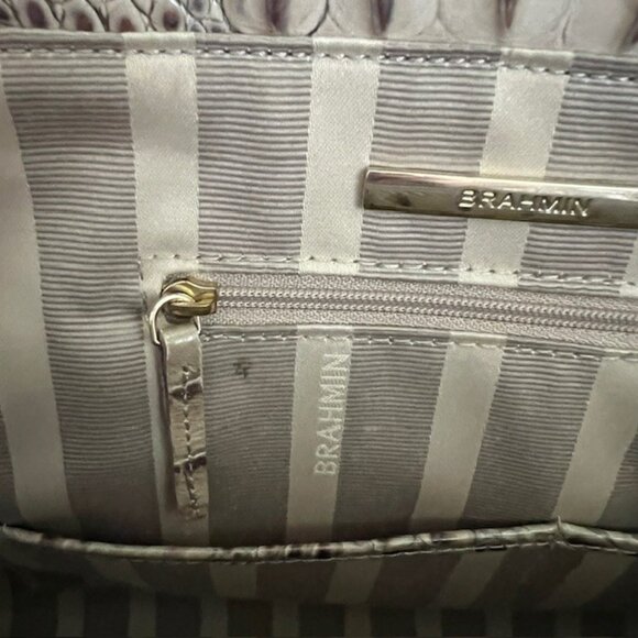 Brahmin Croc-Embossed Tote in Cream and Brown - Picture 11 of 11